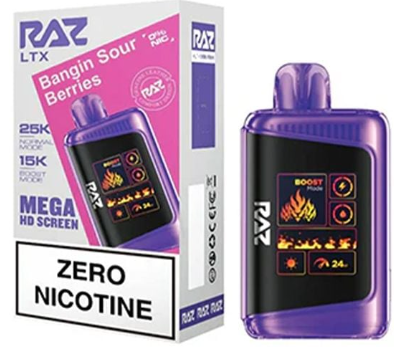Raz 25k Sour Bangin berries Zero Nic