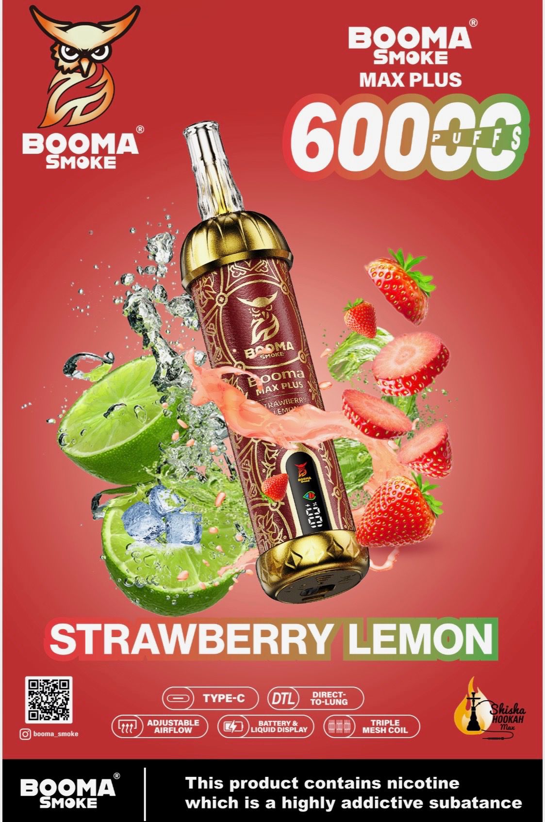 Booma Hooka 60k Strawberry Lemon