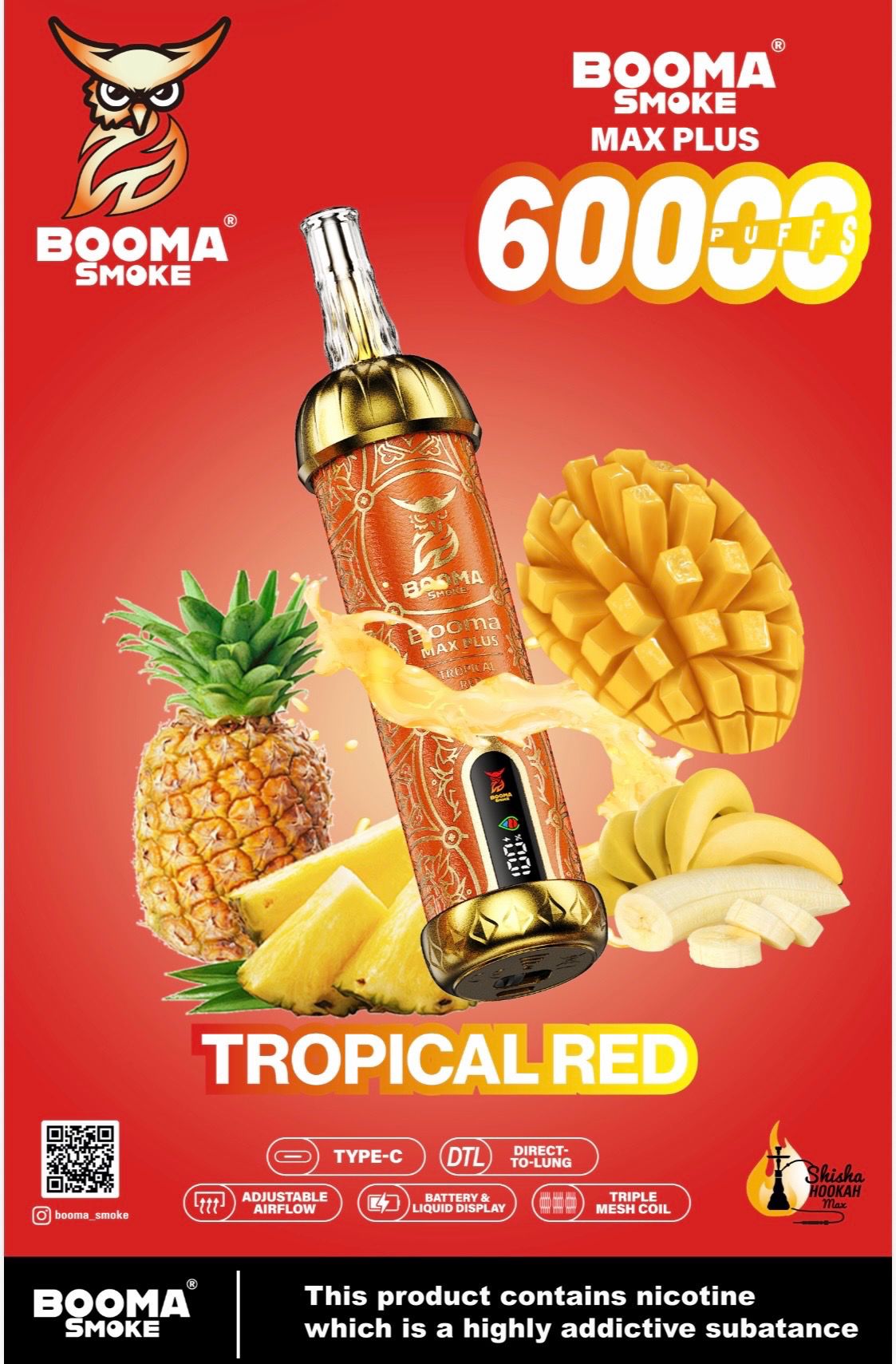 Booma Hooka 60k Tropical red