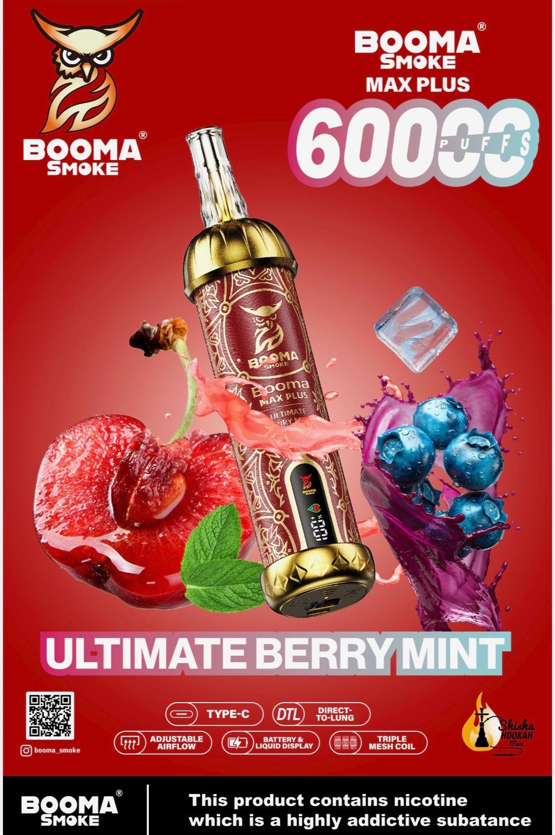 Booma Hooka 60k Ultimate Berry Mint