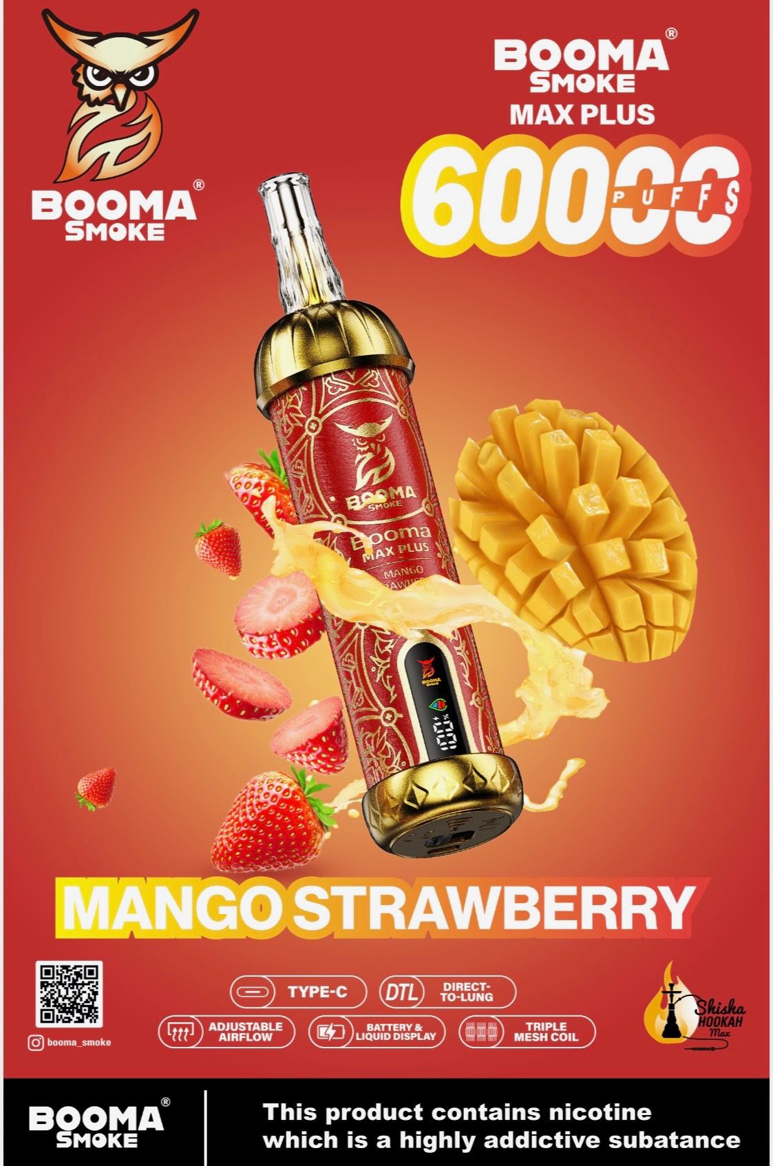 Booma Hooka 60k Mango Strawberry
