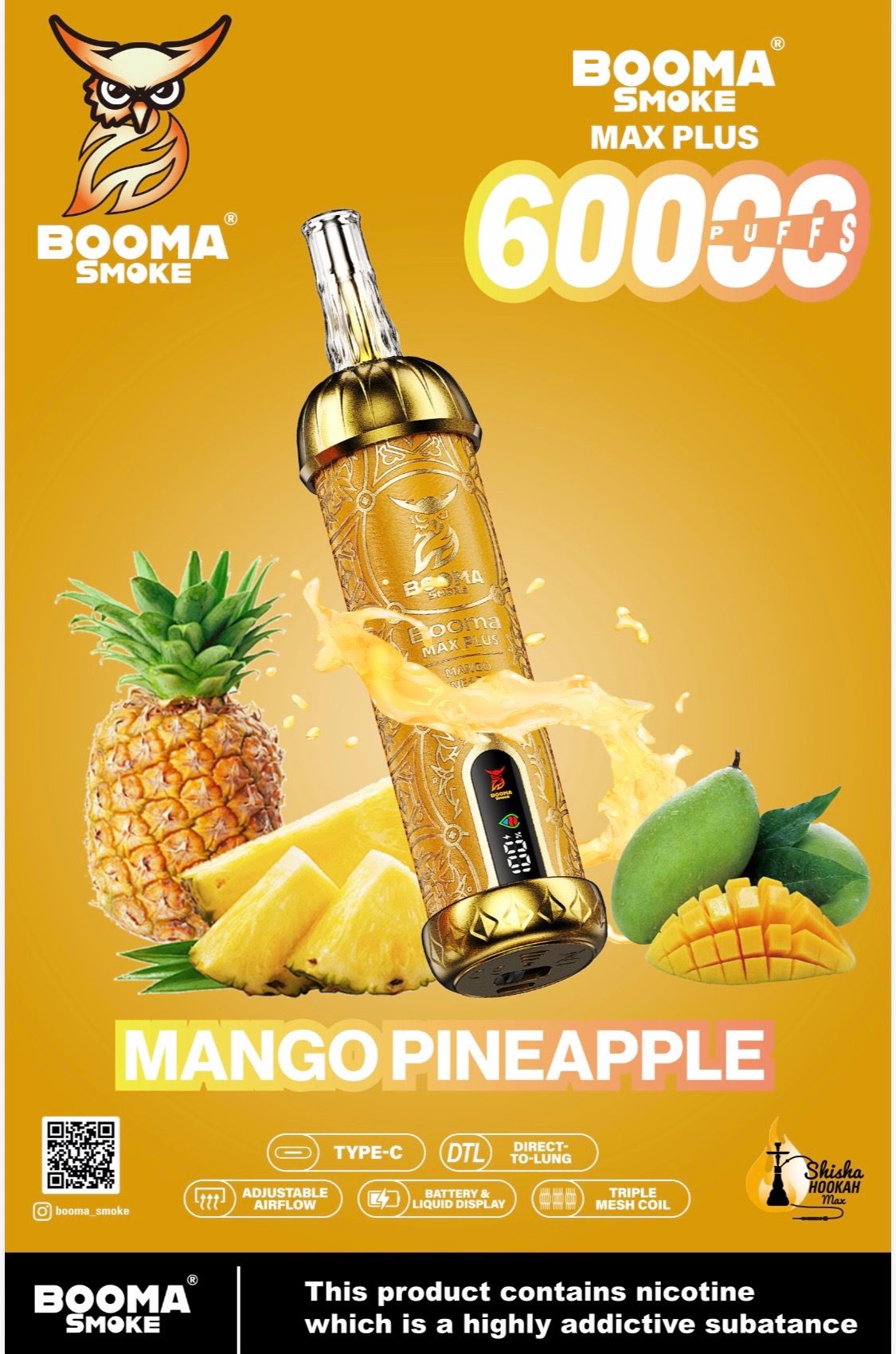 Booma Hooka 60k Mango Pineapple