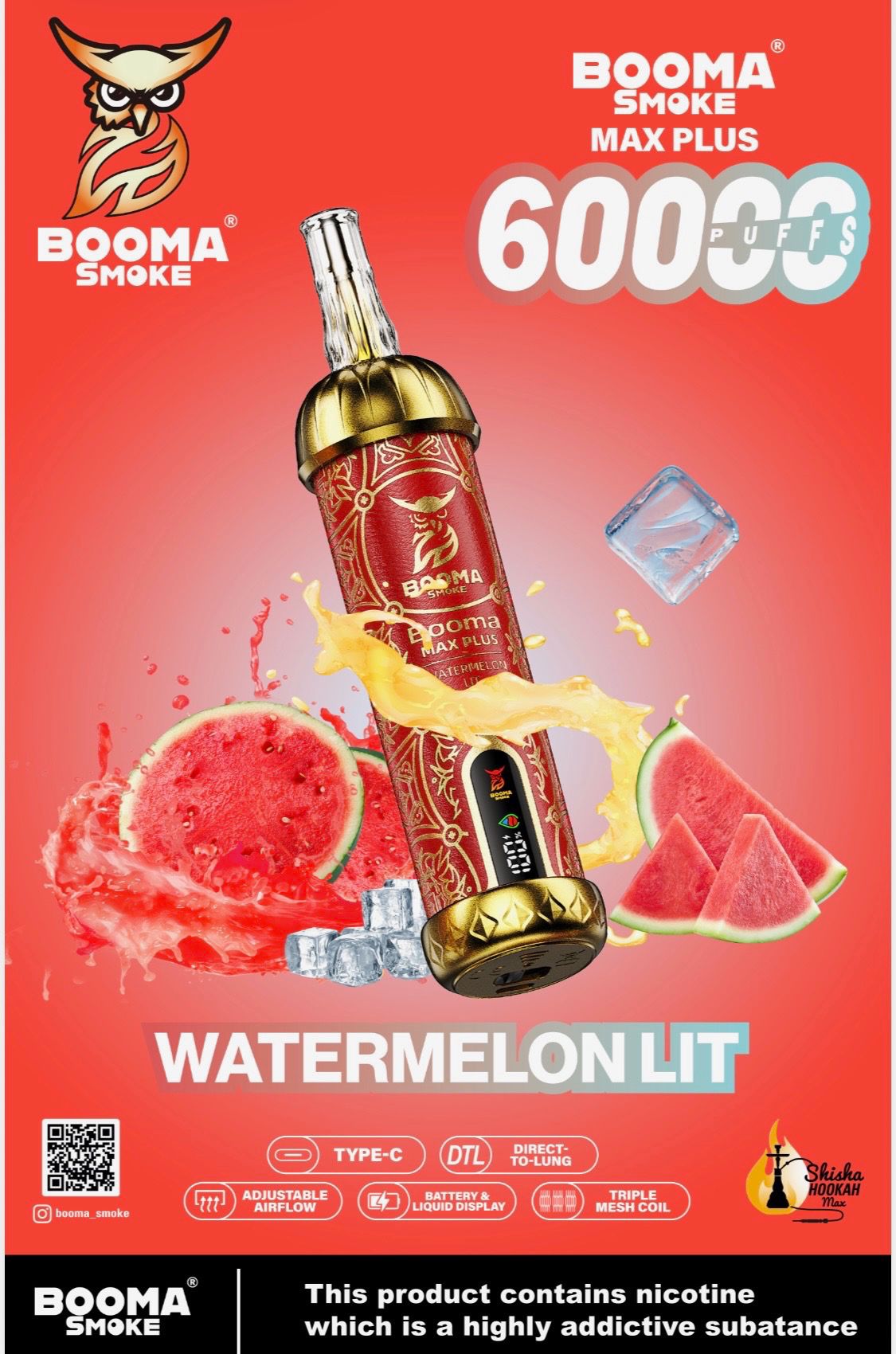 Booma Hooka 60k Watermelon Lit