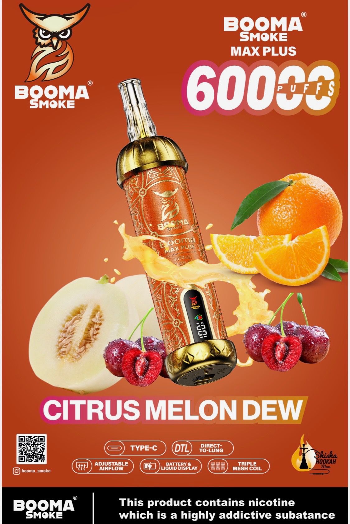 Booma Hooka 60k Citrus Melon Dew