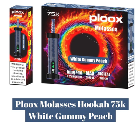 Ploox Molasses White Gummy Peach 75k puffs