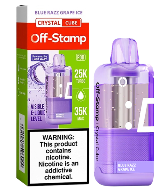 Off stamp pod 35k puffs Blue Razz Grape Ice